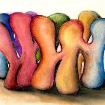 Drawing titled "Morphic Shapes" by Ron Zeman, Original Artwork, Chalk