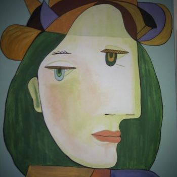 Peinture intitulée "Mujer con sombrero" par Zoa Torralbo, Œuvre d'art originale