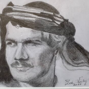 Drawing titled "Omar Sharif" by Zoé Valy, Original Artwork, Pencil Mounted on Cardboard