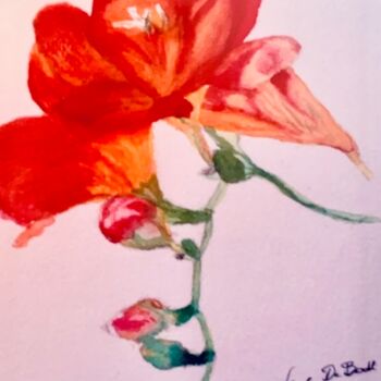Painting titled "Freesia" by Zoé Valy, Original Artwork, Watercolor Mounted on Cardboard