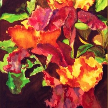 Peinture intitulée "Fleurs foncées" par Zoé Valy, Œuvre d'art originale, Aquarelle Monté sur Carton
