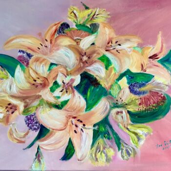 Pintura titulada "Bouquet de Lys" por Zoé Valy, Obra de arte original, Oleo Montado en Bastidor de camilla de madera