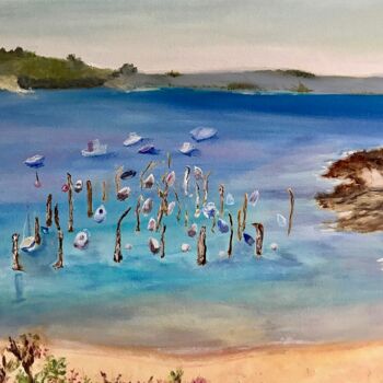 Painting titled "Port de Gwen Zegall" by Zoé Valy, Original Artwork, Oil Mounted on Wood Stretcher frame