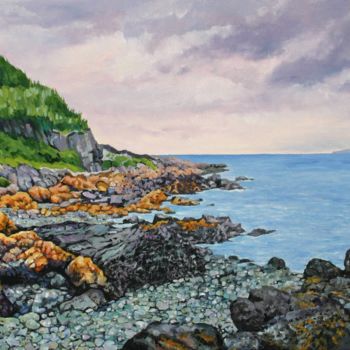 Malarstwo zatytułowany „Porthdinllaen Cove” autorstwa Zoe Norman, Oryginalna praca, Olej Zamontowany na Drewniana rama noszy