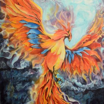 Peinture intitulée "Phoenix: Bird of Fi…" par Zoher Husain Shafique, Œuvre d'art originale, Acrylique