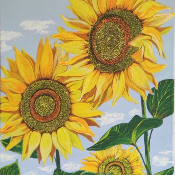 Painting titled "Sun flowers Paintin…" by Zoia Vla, Original Artwork, Acrylic