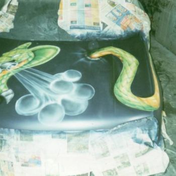 Pintura intitulada "Cobra Naja sobre ca…" por Zoio, Obras de arte originais