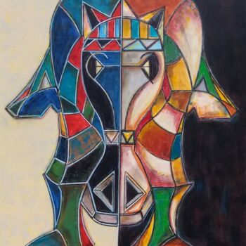 Painting titled "CABALLUS" by Zol Artistic, Original Artwork, Acrylic Mounted on Wood Stretcher frame