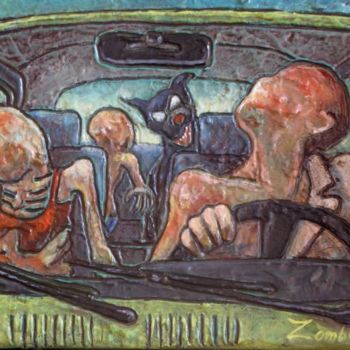 Painting titled "Zombie way of life" by Zombilix Centre D'Études Zombiques, Original Artwork, Oil