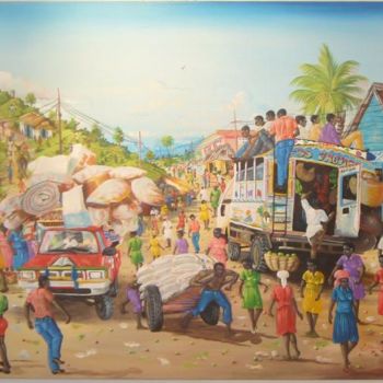 Painting titled "Chemin jacmel" by Zomo, Original Artwork, Acrylic