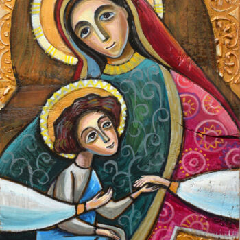 Peinture intitulée "Virgin Mary with Je…" par Zora, Œuvre d'art originale, Acrylique