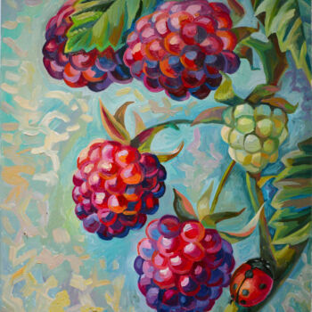 Картина под названием "Juicy raspberry" - Zora, Подлинное произведение искусства, Масло Установлен на Деревянная рама для но…