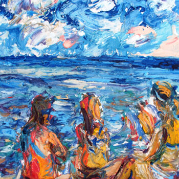 Painting titled "Views in the blue" by Zoran Andrić, Original Artwork, Oil