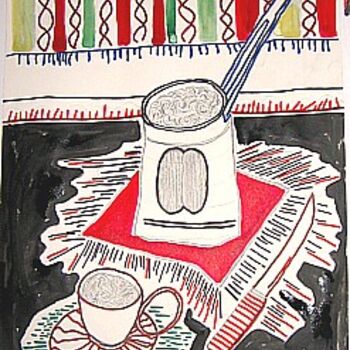 Painting titled "coffee +knife" by Zoran Komatinović, Original Artwork