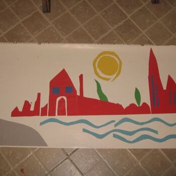 Malerei mit dem Titel "Rote Stadt" von Zoran Komatinović, Original-Kunstwerk