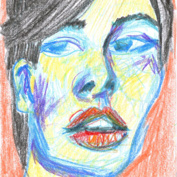 Drawing titled "Female Portrait 2" by Zoran Marjanovic, Original Artwork, Wax