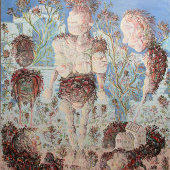 Картина под названием "THE CHEROKEE INDIJAN" - Zoran Zugic, Подлинное произведение искусства, Акрил Установлен на Деревянная…