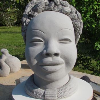 Skulptur mit dem Titel "AFRIK" von Zorf, Original-Kunstwerk, Ton