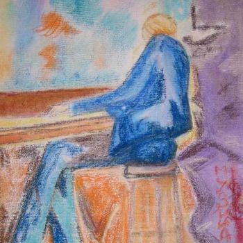 Painting titled "Pianiste en bleu" by Zorica Champs, Original Artwork