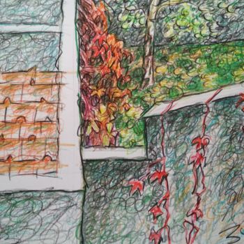 Dessin intitulée "Backyard" par Zory, Œuvre d'art originale, Crayon