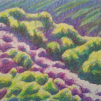 Drawing titled "Purple Mountain" by Zory, Original Artwork, Pencil