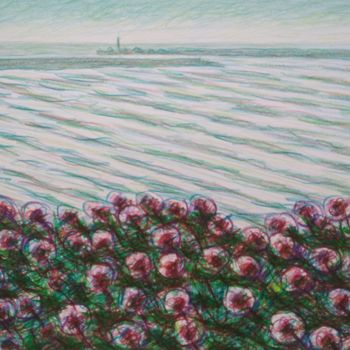 Drawing titled "Red clover and sea…" by Zory, Original Artwork, Pencil