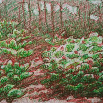 Dessin intitulée "Landscape of Southe…" par Zory, Œuvre d'art originale, Crayon