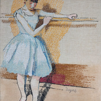 Peinture intitulée "Ballerina" par Zoia Ahatina, Œuvre d'art originale, Broderie Monté sur Châssis en bois