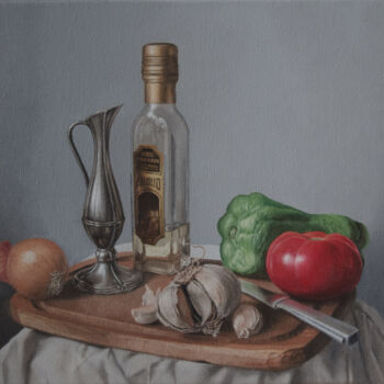 Painting titled "Ingredientes" by Sergio Zoso, Original Artwork, Oil Mounted on Wood Stretcher frame