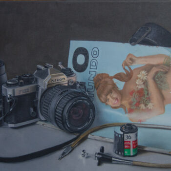 Painting titled "FOTOMUNDO Nro. 10" by Sergio Zoso, Original Artwork, Oil Mounted on Wood Stretcher frame