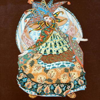 Painting titled "Царевна Лягушка" by Veronika Zotova, Original Artwork, Tempera Mounted on Wood Stretcher frame