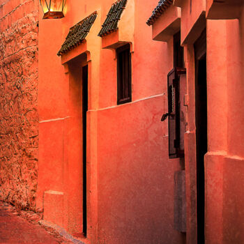 Photography titled "orange street" by Zouhair Ibergaz, Original Artwork, Digital Photography Mounted on Other rigid panel