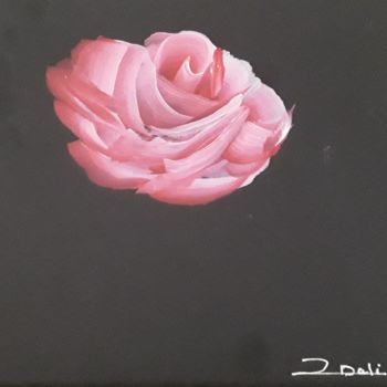 Malerei mit dem Titel "Rose sur fond noir.…" von Daliz, Original-Kunstwerk, Acryl