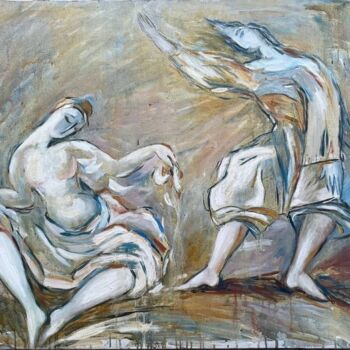 Painting titled "Lady and the Artist" by Zoya Lerman, Original Artwork, Oil