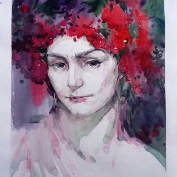 Painting titled "Pannochka" by Zoia Emelyanenko, Original Artwork, Watercolor