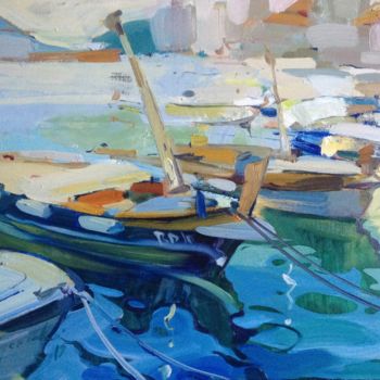 Pintura intitulada "Boats. Budwa" por Zoia Emelyanenko, Obras de arte originais, Óleo