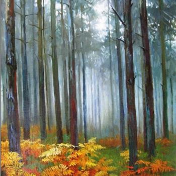 Картина под названием ""Мокрый лес"" - Сергей Зозуля, Подлинное произведение искусства, Масло