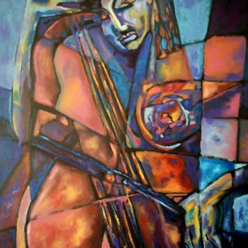 Painting titled "Symphonic, Andante" by Zsolt Hanyu, Original Artwork, Oil Mounted on Wood Stretcher frame