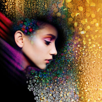 Digital Arts titled "Golden Rain - Homma…" by Edit Zs. Toth (The GRAPH Collection), Original Artwork, 2D Digital Work