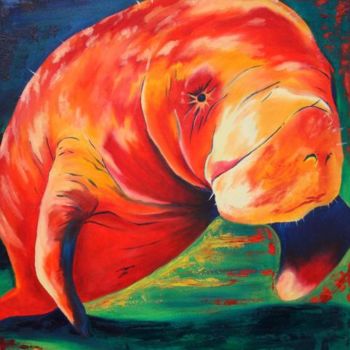 Painting titled "Manatee" by Carrie Everitt, Original Artwork, Oil