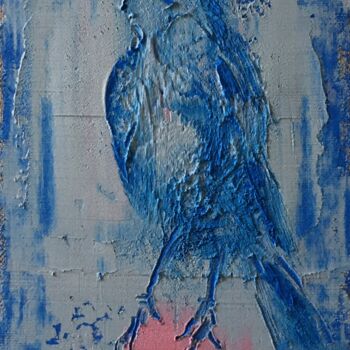 Painting titled "Pájaro azul" by Antonio Zugasti Cabrillo, Original Artwork, Oil