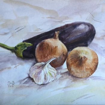 Painting titled "Овощной натюрморт" by Iuliia Zhukovskaia, Original Artwork, Oil