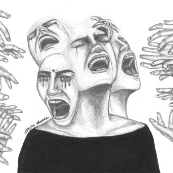 Картина под названием "MAJOR DEPRESSION //…" - Züleyha Sönmez, Подлинное произведение искусства, Карандаш