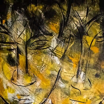 Painting titled "Gold Masks in the M…" by Zulma Brooks, Original Artwork, Acrylic