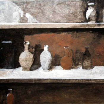Pittura intitolato "Brown Still Life" da Zurab Gikashvili, Opera d'arte originale, Olio