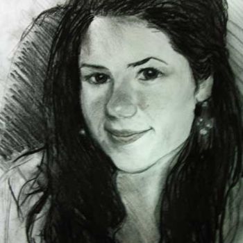 Drawing titled "Alina" by Mikhail Kormachev, Original Artwork, Charcoal