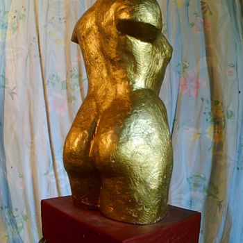 Sculpture titled "Golden girl (b)" by Zygomalas, Original Artwork, Metals