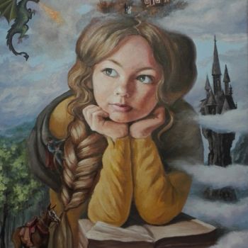 제목이 "Reading fairy tales"인 미술작품 Helena Zyryanova로, 원작, 기름