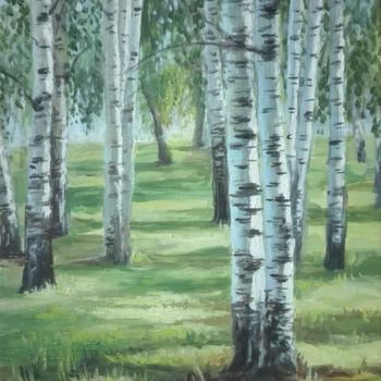 Картина под названием "Birch" - Helena Zyryanova, Подлинное произведение искусства, Масло