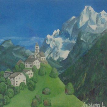 Pintura intitulada "Alps in 3D" por Liubov Aristova, Obras de arte originais, Óleo